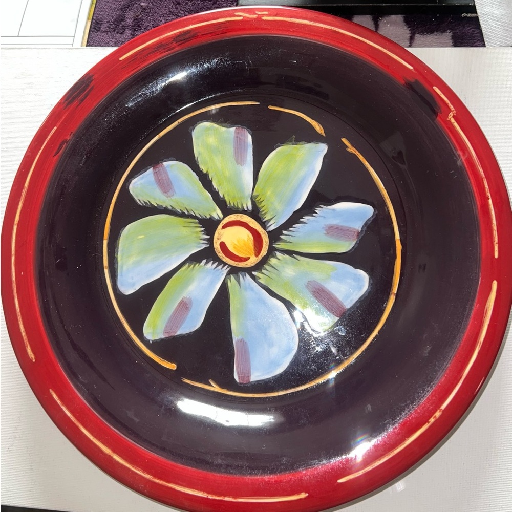 GANZ Red and Blue Ceramic‎ Art Plate